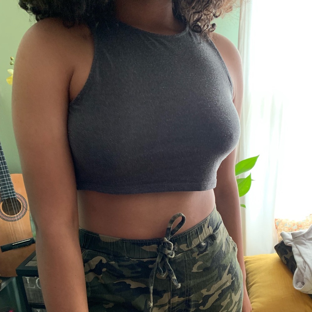 Cropped high neck tank